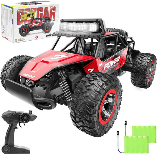 BEZGAR Remote Control Car - 2.4Ghz High Speed 33KM/H RC Cars Toys, 1:14 Monster RC Truck off Road with LED Headlight and Rechargeable Battery Gifts for Adults Boys 8-12, Summer Gift Ideas, Birthday Gift Ideas, TB141 RC Truck, Fun & Durable Rc Car