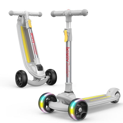 Besrey Scooter for Kids for 3-15 Years Old – Foldable Design, Adjustable Height, LED Lights & 4-Position Handlebar,Lightweight Aluminum Alloy Frame,Outdoor,Indoor Ride Scooter for Kids Birthday Gift Fun