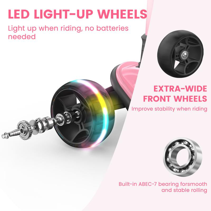 Besrey Scooter for Kids for 3-15 Years Old – Foldable Design, Adjustable Height, LED Lights & 4-Position Handlebar,Lightweight Aluminum Alloy Frame,Outdoor,Indoor Ride Scooter for Kids Birthday Gift Fun