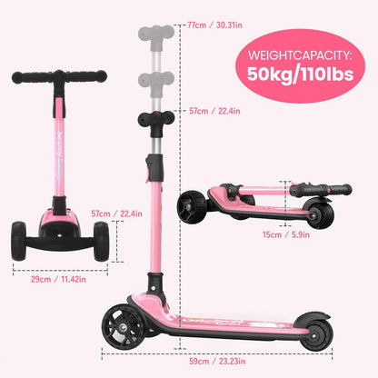 Besrey Scooter for Kids for 3-15 Years Old – Foldable Design, Adjustable Height, LED Lights & 4-Position Handlebar,Lightweight Aluminum Alloy Frame,Outdoor,Indoor Ride Scooter for Kids Birthday Gift Fun