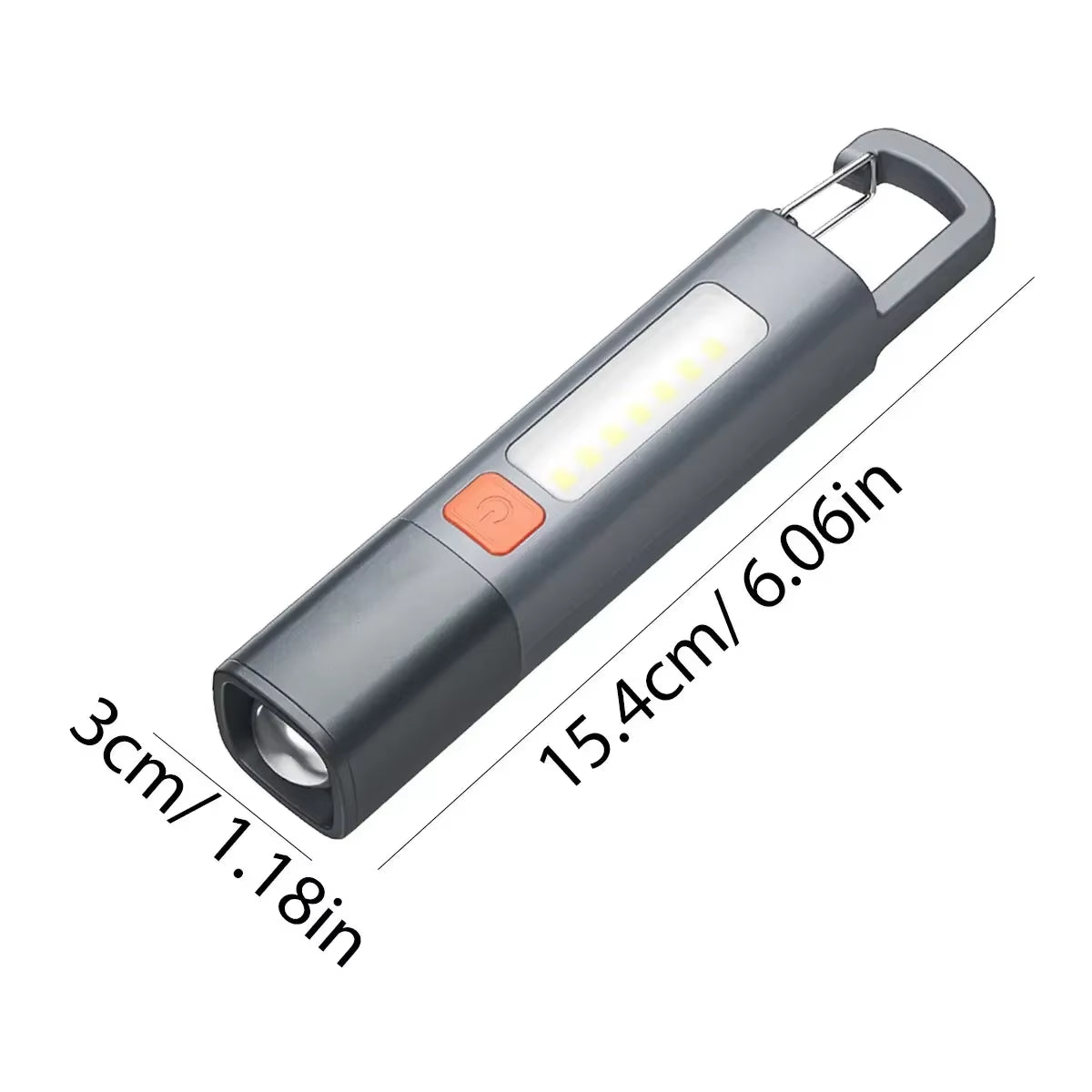 Strong Lighting ABS Flashlamp USB Charging Portable Outdoor EDC Torch Camping Hanging Flashlights Telescopic Focus COB Side Lamp