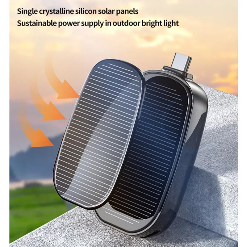 Solar Mini Power Bank Key Ring Portable Charger for Outdoor Camping External Battery Emergent Phone Power Bank 1200Mah
