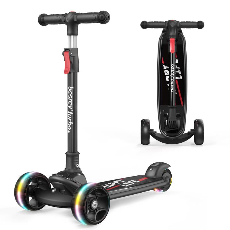Besrey Scooter for Kids for 3-15 Years Old – Foldable Design, Adjustable Height, LED Lights & 4-Position Handlebar,Lightweight Aluminum Alloy Frame,Outdoor,Indoor Ride Scooter for Kids Birthday Gift Fun