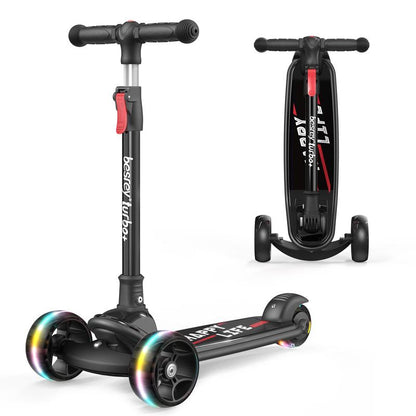 Besrey Scooter for Kids for 3-15 Years Old – Foldable Design, Adjustable Height, LED Lights & 4-Position Handlebar,Lightweight Aluminum Alloy Frame,Outdoor,Indoor Ride Scooter for Kids Birthday Gift Fun