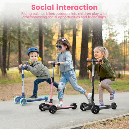Besrey Scooter for Kids for 3-15 Years Old – Foldable Design, Adjustable Height, LED Lights & 4-Position Handlebar,Lightweight Aluminum Alloy Frame,Outdoor,Indoor Ride Scooter for Kids Birthday Gift Fun