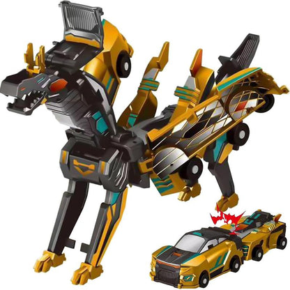 Hotfree Magnetic Dinosaur Transformer Car Toy, 2-In-1 Magnetic Cars That Transform into Flying Dragon and Unicorn, Automatic Collision Transforming Toy, Fun STEM Toy Birthday Gift for Boys & Girls