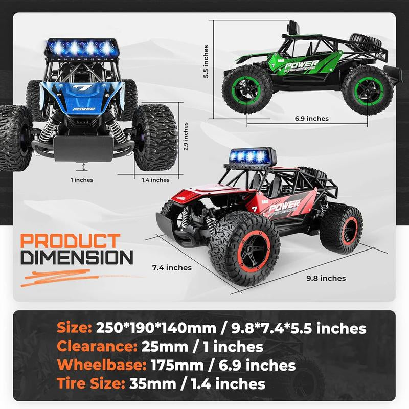 BEZGAR Remote Control Car - 2.4Ghz High Speed 33KM/H RC Cars Toys, 1:14 Monster RC Truck off Road with LED Headlight and Rechargeable Battery Gifts for Adults Boys 8-12, Summer Gift Ideas, Birthday Gift Ideas, TB141 RC Truck, Fun & Durable Rc Car