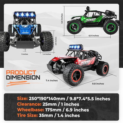 BEZGAR Remote Control Car - 2.4Ghz High Speed 33KM/H RC Cars Toys, 1:14 Monster RC Truck off Road with LED Headlight and Rechargeable Battery Gifts for Adults Boys 8-12, Summer Gift Ideas, Birthday Gift Ideas, TB141 RC Truck, Fun & Durable Rc Car