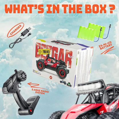BEZGAR Remote Control Car - 2.4Ghz High Speed 33KM/H RC Cars Toys, 1:14 Monster RC Truck off Road with LED Headlight and Rechargeable Battery Gifts for Adults Boys 8-12, Summer Gift Ideas, Birthday Gift Ideas, TB141 RC Truck, Fun & Durable Rc Car