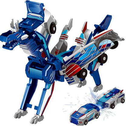 Hotfree Magnetic Dinosaur Transformer Car Toy, 2-In-1 Magnetic Cars That Transform into Flying Dragon and Unicorn, Automatic Collision Transforming Toy, Fun STEM Toy Birthday Gift for Boys & Girls